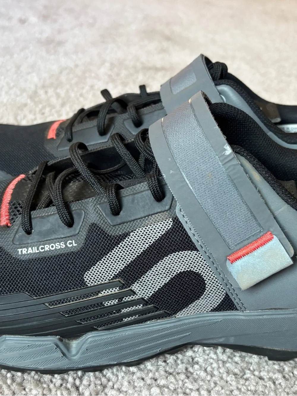 adidas Men’s Black and Gray Trailcross CL Mountain Biking Shoes with Red Accents
